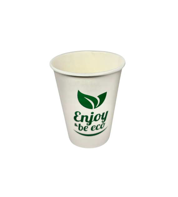 (EKO) Enjoy Be Eco Kubek papierowy PLASTIC FREE biały + nadruk 250ml (24/23/60)