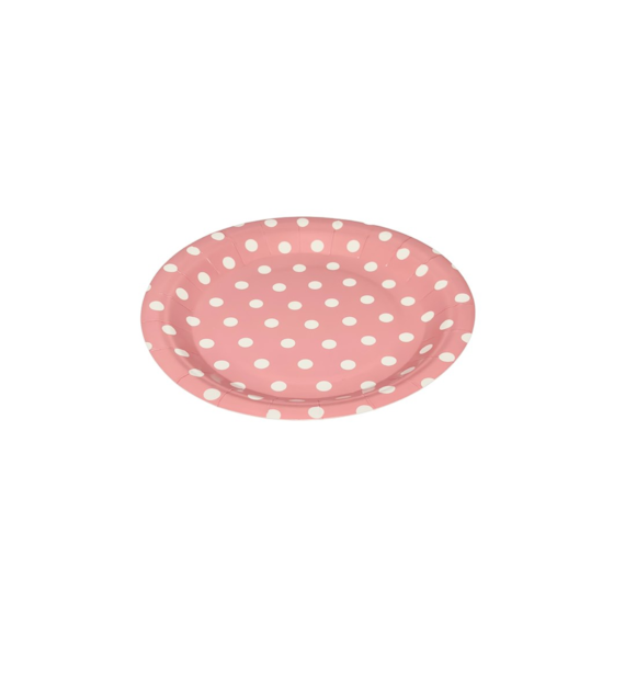 PP TALERZ PAPIEROWY 18cm różowy kropki (6SZT)