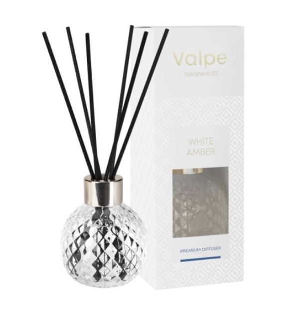 Dyfuzor patyczki czarne, kryształowe szkło Biały bursztyn 100ml (_/6/1)