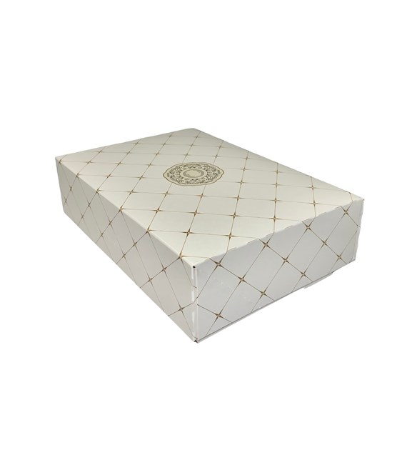 PUDEŁKO DO CIAST ZAMYKANE 310x220x80 ROZETA (_/8/15)