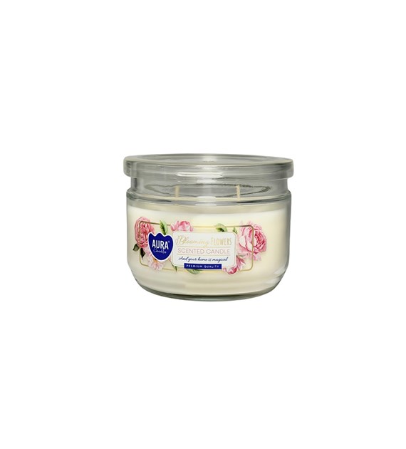 BISPOL świeca zapachowa w szkle dwa knoty  kwitnące kwiaty  30h (_/6/1)