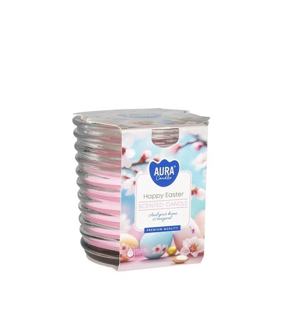 BISPOL świeca zapachowa w szkle prążkowanym  Wielkanoc 