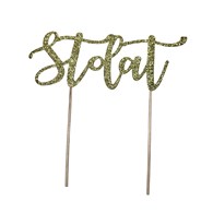 Topper złoty brokat Sto lat