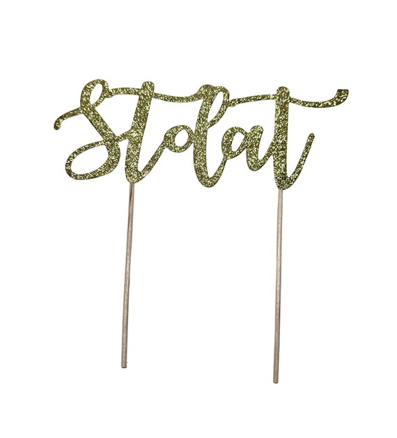 Topper złoty brokat Sto lat