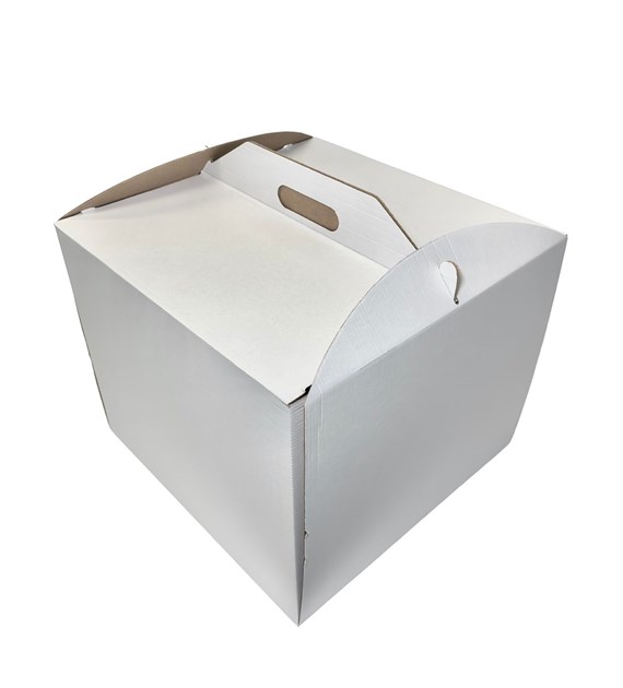 PUDEŁKO DO TORTÓW BIAŁE Z RĄCZKĄ 360x360x300mm