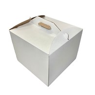 PUDEŁKO DO TORTÓW BIAŁE Z RĄCZKĄ 300x300x250mm
