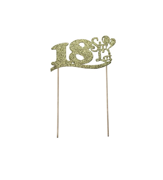 Topper złoty brokat Sto lat  18 