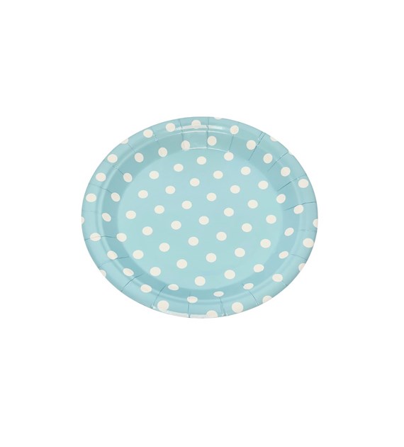 PP TALERZ PAPIEROWY 18cm niebieskie kropki (6szt)