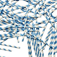 Love Nature słomka papierowa paski NIEBIESKO-BIAŁA 8mm 19,7cm (_/36/100)