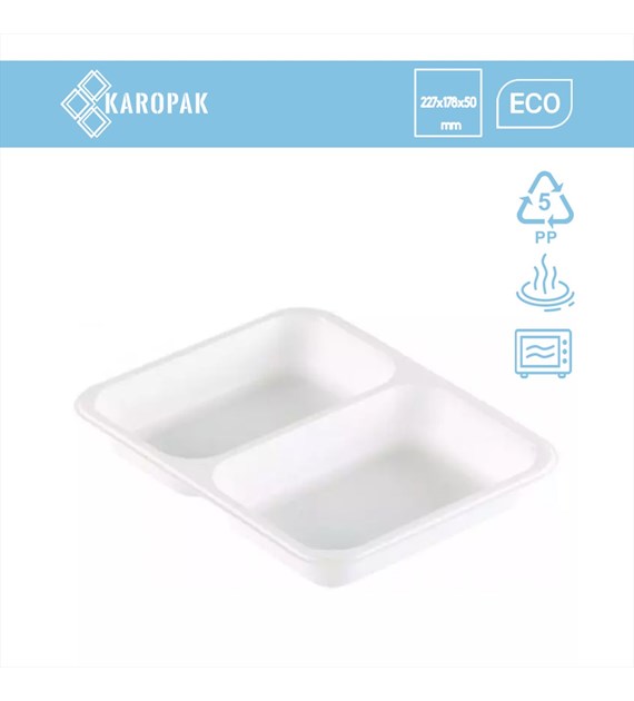 (REUSE) Pojemnik B-9500C 227x178x50 700/600ml dwudzielny BIAŁY (16/8/40)