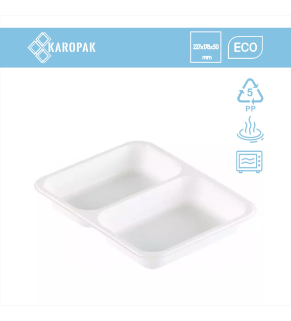 (REUSE) Pojemnik B-9500C 227x178x50 700/600ml dwudzielny BIAŁY (16/8/40)