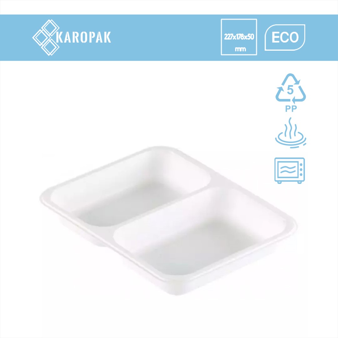 (REUSE) Pojemnik B-9500C 227x178x50 700/600ml dwudzielny BIAŁY (16/8/40)