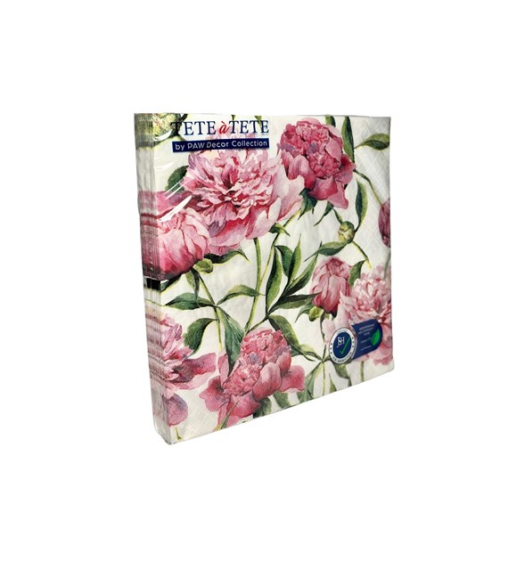 PAW Serwetka 3W 33x33 Nadruk PEONIA (180/12/20)