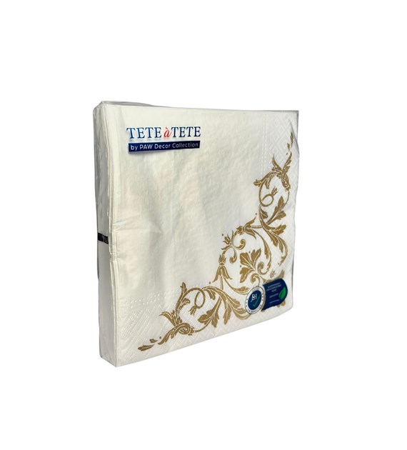 PAW Serwetka 3W 33x33 Nadruk ORNAMENT ZŁOTY (180/12/20)