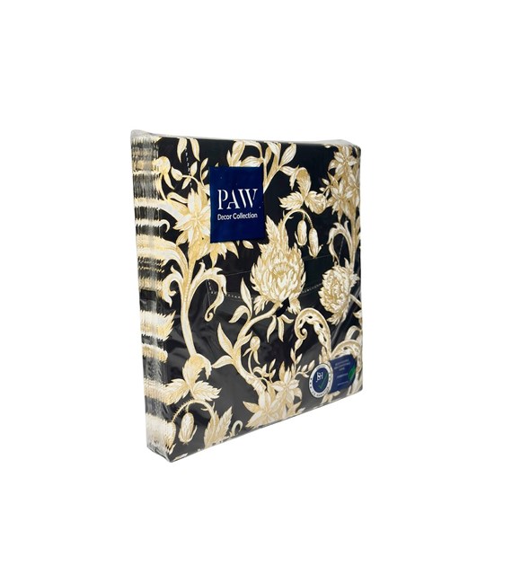 PAW Serwetka 3W 33x33 Nadruk Baroque flowers czarno-złote (260/12/20)