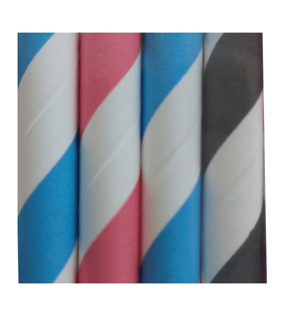 Love Nature słomka papierowa paski MIX KOLOR fi8mm 19,7cm (_/36/100)