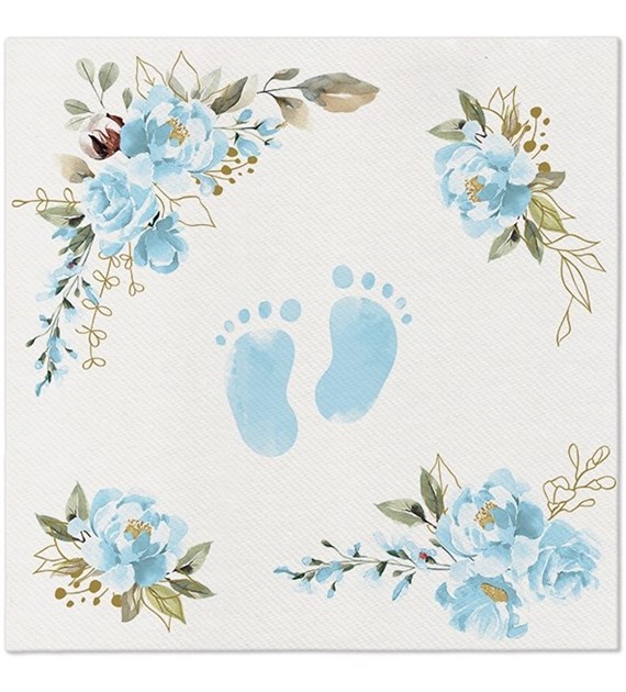PAW Serwetka Airlaid 40x40 BABY FEET light blue (60/8/50)