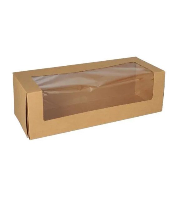 Pudełko klejone KRAFT 32x12x10 zamykane z oknem panorama (_/4/25)
