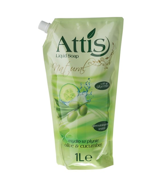 ATTIS Mydło w Płynie Doypack 1L Oliwka i Ogórek (zielone)-folia
