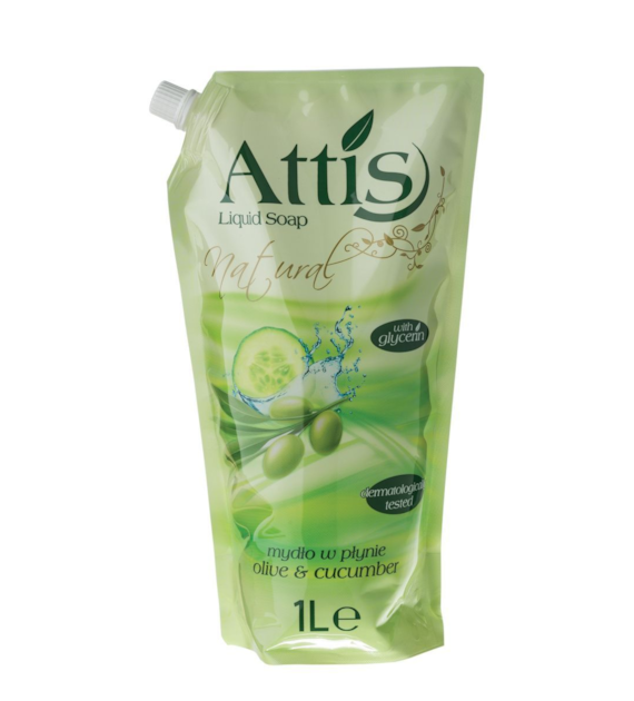 ATTIS Mydło w Płynie Doypack 1L Oliwka i Ogórek (zielone)-folia