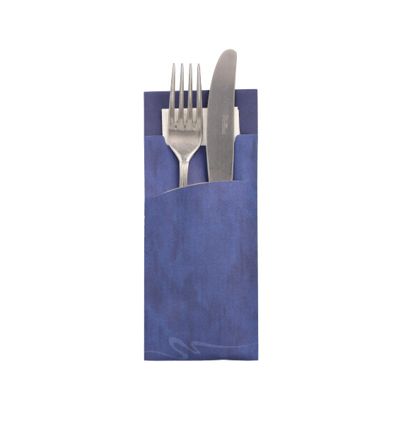 Etui papierowe ciemno niebieskie z białą serwetką (25szt)