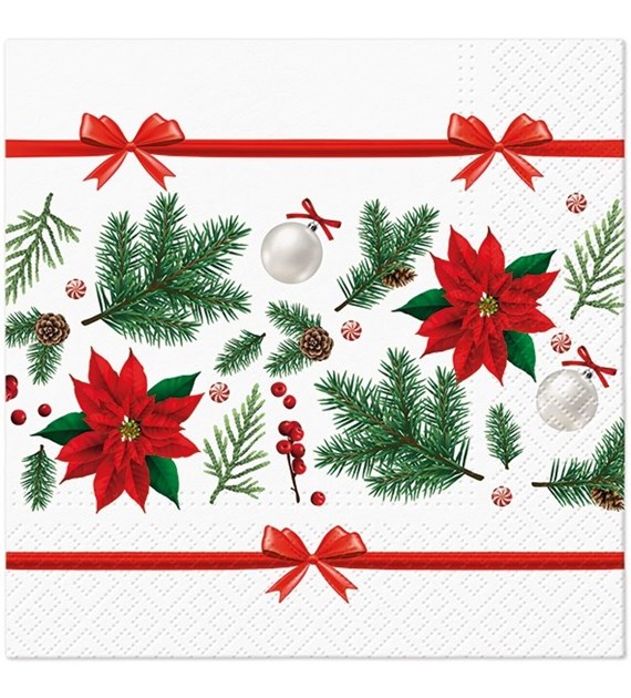 PAW Serwetka 3W 33x33cm Święta-Festive Poinsettia (180/12/20)