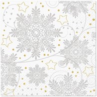 PAW Serwetka 3W 33x33cm Święta-Snowflakes Silver (180/12/20)