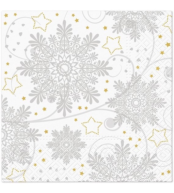 PAW Serwetka 3W 33x33cm Święta-Snowflakes Silver (180/12/20)