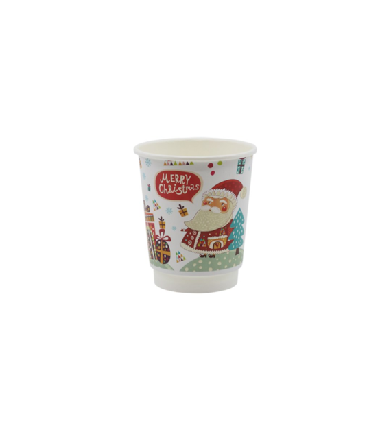 Kubek papierowy 2W Świąteczny nadruk Mikołaj 250ml (_/25/20)