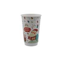 Kubek papierowy 2W Świąteczny nadruk Mikołaj 400ml (_/20/20)